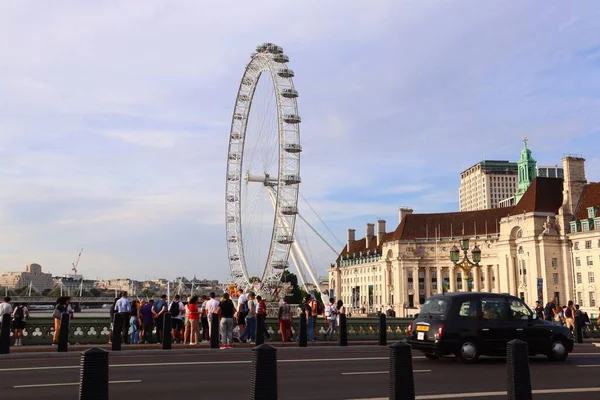 Una Bella Foto Del London Eye Con Paesaggi Urbani Persone — Foto Stock