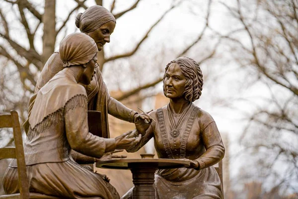 Closeup Women Rights Pioneers Monument New York — Stock Photo, Image