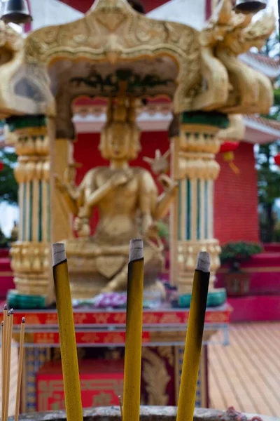 Ljusen Bakgrunden Fyrhövdade Gudinnan Templet Sha Tin Hong Kong — Stockfoto