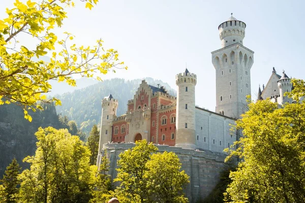 Una Vista Impresionante Del Castillo Neuschwanstein Colina Alemania —  Fotos de Stock