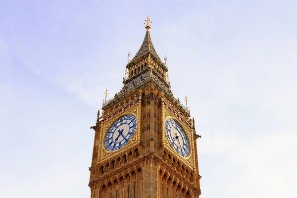 Colpo Basso Dell Orologio Big Ben Londra Con Cielo Sullo — Foto Stock