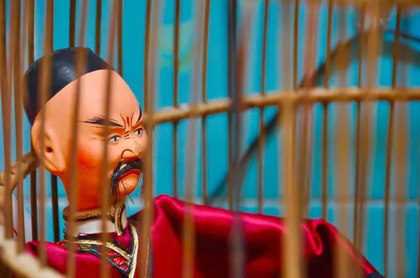 Primo Piano Una Bambola Personaggio Maschile Del Teatro Coreano — Foto Stock