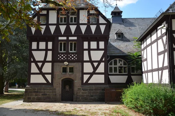 Gros Plan Une Façade Bâtiment Bois Vintage Dans Village Par — Photo