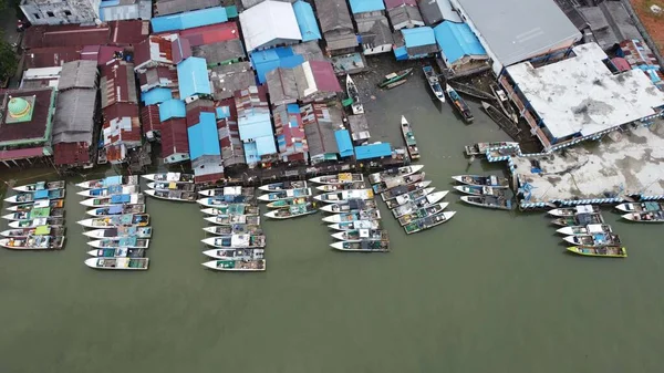 Luftaufnahme Von Fischerbooten Die Meer Verankert Sind — Stockfoto