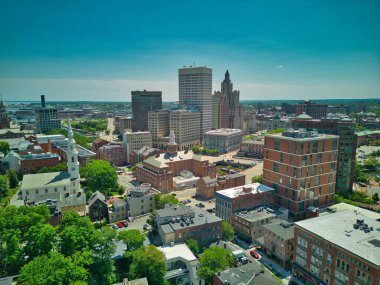 Providence, Rhode Island 'daki College Hill' den yüksek açılı bir çekim.