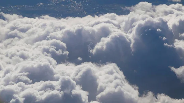 Flying Beautiful Thick Fluffy Clouds Soft White Clouds Moving Slowly — Stock Photo, Image