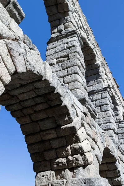 Plano Vertical Del Acueducto Segovia Segovia España — Foto de Stock