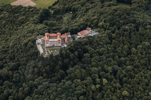 Una Vista Aérea Del Castillo Bieberstein Con Bosque Rin Alemania — Foto de Stock