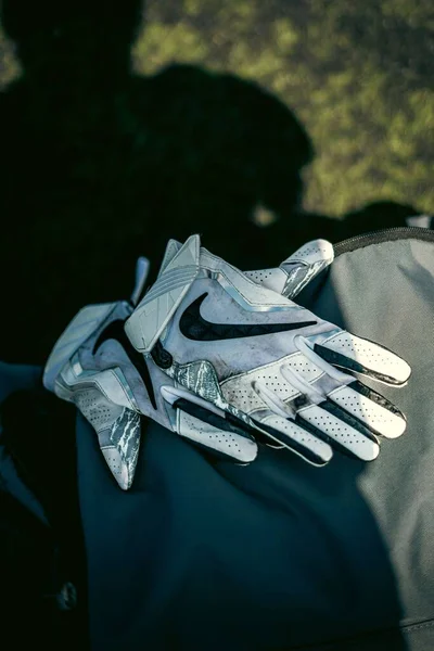 Vertical Shot Nike American Football Gloves Bag — Stock Photo, Image