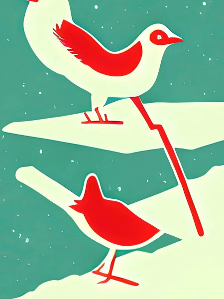 Rysunek Abstrakcyjnego Ptaka Różnych Kolorach — Zdjęcie stockowe