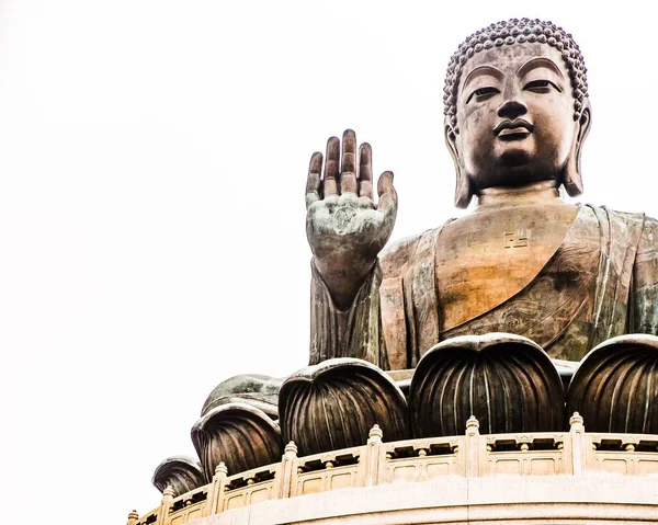 Zbliżenie Ujęcie Tian Tan Budda Wielki Budda Ngong Ping Lantau — Zdjęcie stockowe