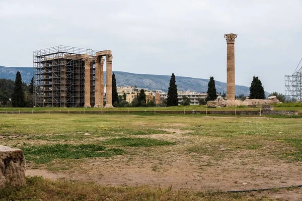 Paesaggio Con Processo Costruzione Nel Campo Atene Grecia — Foto Stock