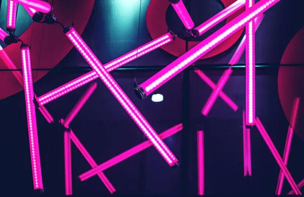 Pink Hanging Illuminated Neon Lights — Stock Photo, Image