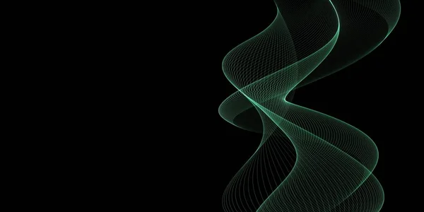 Beautiful Abstract Light green wave on black background