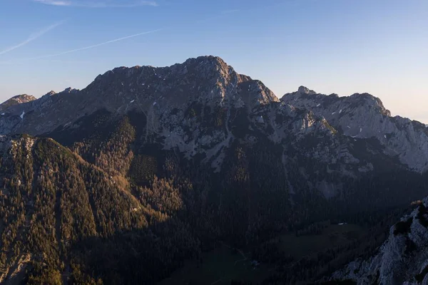 Picturesque Sunrise Alpine Valley Karavanke Mountain Range Begunjscica 2060M Slovenia — Stock Photo, Image