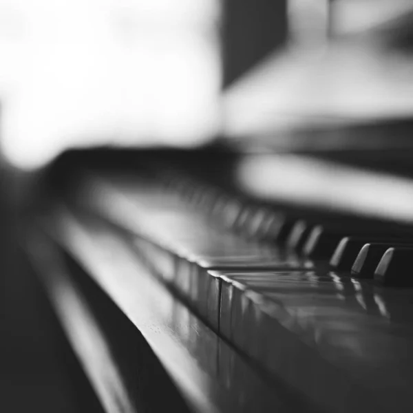Een Close Van Pianotoetsen Zwart Wit — Stockfoto