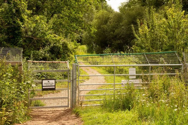 Portão Para Área Parque Rural West Stow Reino Unido Avisando — Fotografia de Stock