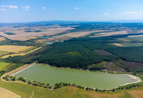 Aerial View Cetariu Lake Bihor County Romania Carp Fhising — Stock Photo, Image