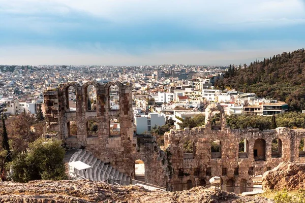 Uma Vista Panorâmica Acrópole Atenas Grécia — Fotografia de Stock