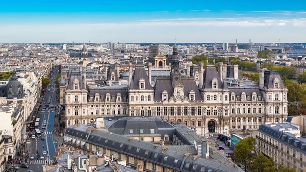 Paris Panorama Prefeitura Ponte Saint Louis Vista Torre Saint Jacques — Fotografia de Stock