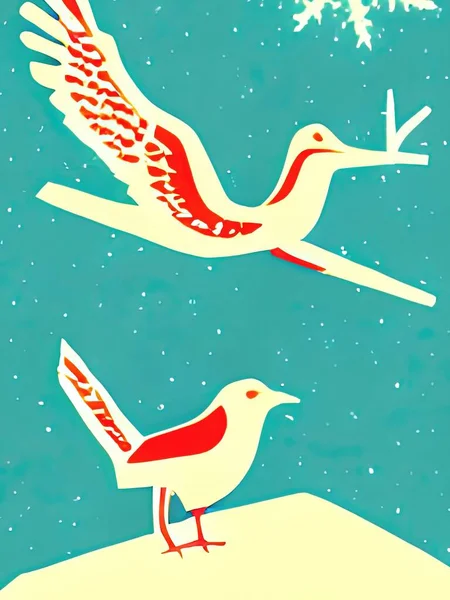 Desenho Pássaro Abstrato Várias Cores — Fotografia de Stock