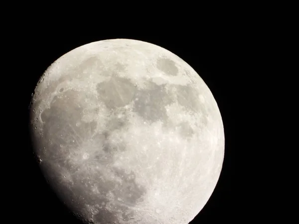 Superfície Branca Lua Cheia Céu Negro — Fotografia de Stock