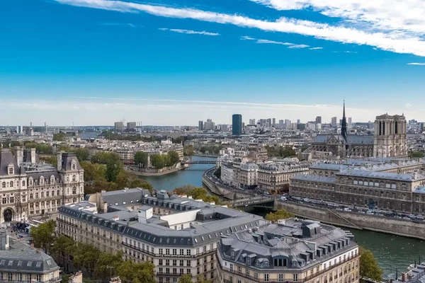 Paris Telhados Típicos Belos Edifícios Vista Aérea Torre Saint Jacques — Fotografia de Stock