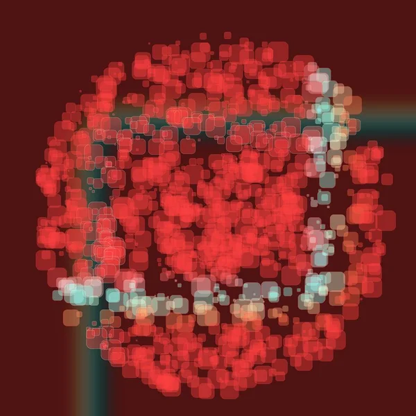 概要コンフェッティ丸みを帯びた正方形の斑点の爆発で輝く多くの正方形の球の幾何学的球 — ストック写真