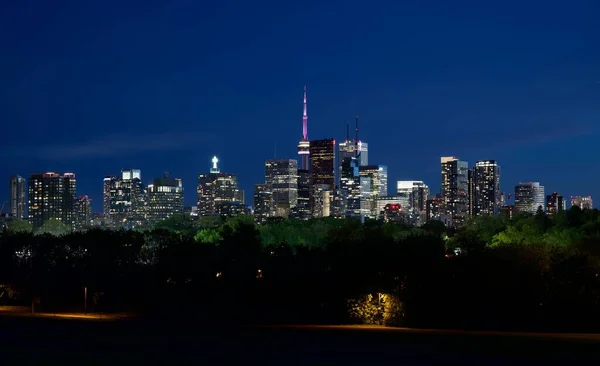 Der Riverdale Park Bei Nacht Vor Dem Hintergrund Des Stadtbildes — Stockfoto