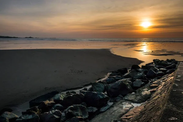 Piękny Strzał Zachodu Słońca Morskim Krajobrazie — Zdjęcie stockowe