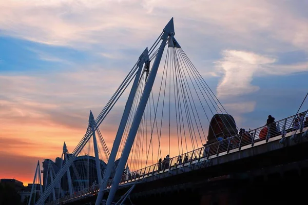 Sunset View London Hungerford Bridge Golden Jubilee Bridges — Stock Photo, Image
