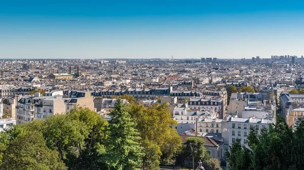 Paris Panorama Cidade Partir Colina Montmartre Tetos Típicos — Fotografia de Stock