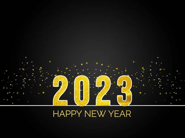 Feliz Año Nuevo 2023 Tarjeta Felicitación Mínima Fondo Pantalla Oscuro — Foto de Stock