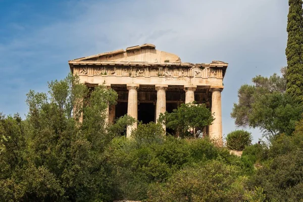 Starożytna Agora Drzewami Przed Nią Atenach Grecja — Zdjęcie stockowe