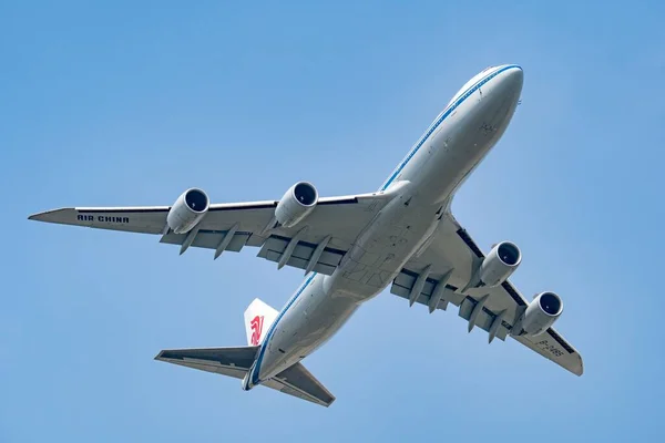 Plan Faible Angle Air China Boeing 747 Contre Ciel Bleu — Photo