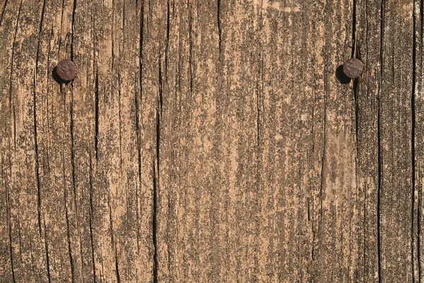 Closeup Shot Wooden Plank Two Nails — Stock Photo, Image