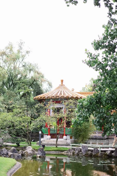 Vue Angle Bas Ancien Bâtiment Dans Jardin Chinois Zurich Suisse — Photo