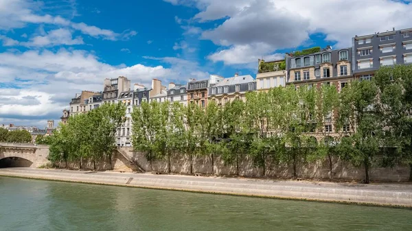 Paříž Ile Saint Louis Quai Bethune Krásné Starobylé Budovy Panorama — Stock fotografie