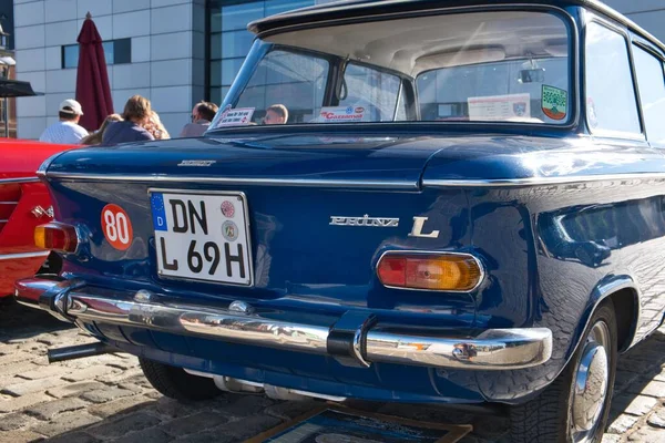 Azul Nsu Prinz Los Años Sesenta Exposición Oldtimer Colonia Vista — Foto de Stock