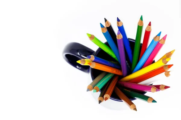 Top View Colorful Pencils Mug — Stock Photo, Image