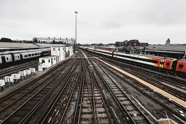 Trains Clapham Junction Railway Station London United Kingdom — Stock Photo, Image