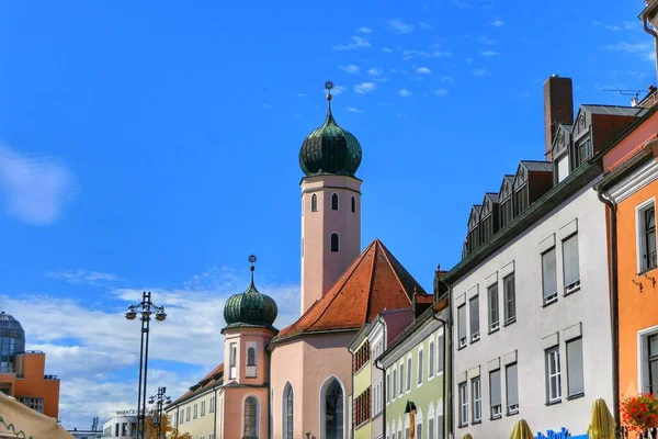 Foto Mostra Cidade Rua Fotografia Enquanto Passeia Por Straubing Baviera — Fotografia de Stock
