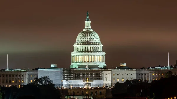 Gece Vakti Washington Daki Amerikan Kongre Binası Nın Çarpıcı Manzarası — Stok fotoğraf