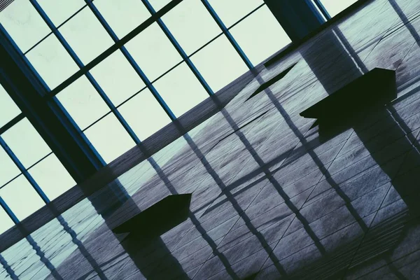 Empty Interior Glass Windows Reflecting Floor — Stock Photo, Image