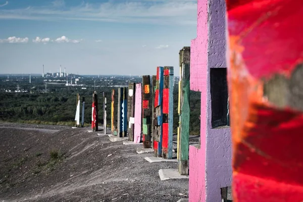 Instalacja Artystyczna Wykonana Kolorowych Stosów Haniel Slagheap Zagłębiu Ruhry Niemczech — Zdjęcie stockowe