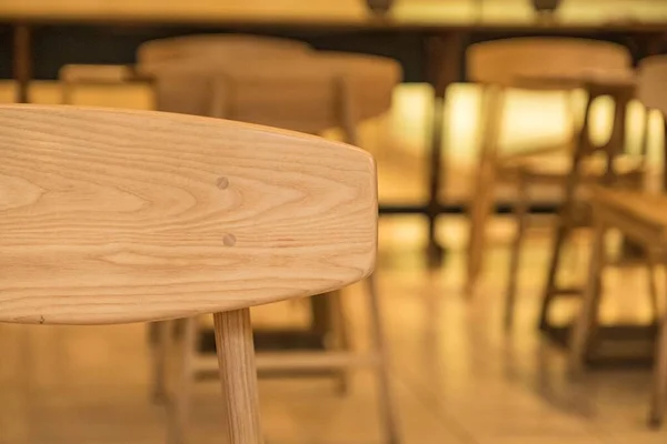 Closeup Wooden Chair Back Coffee Shop — Stock Photo, Image