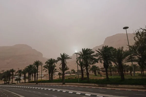 Sandstorm Town Ein Bokek Shores Dead Sea Israel — Stock Photo, Image