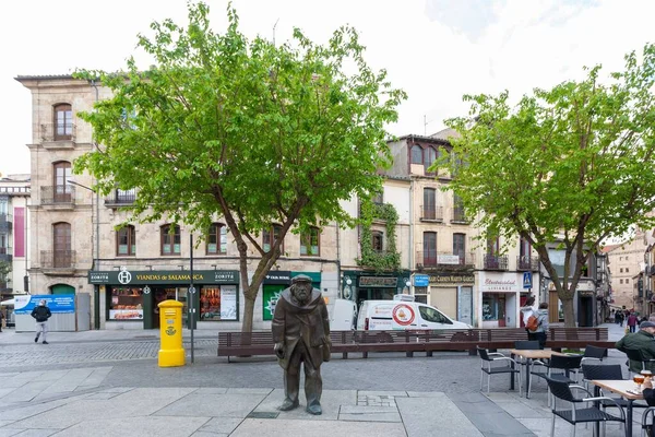 Salamanka Kastylia Leon Hiszpania Kwietnia 2021 Rzeźba Poety Adare Historycznym — Zdjęcie stockowe
