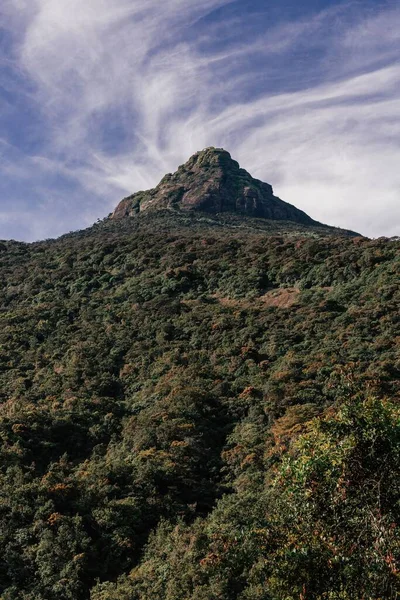 Eine Vertikale Aufnahme Des Adam Peak Einem Sonnigen Tag Sri — Stockfoto