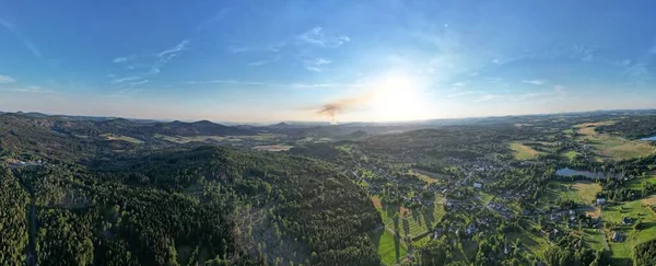 Ett Panoramalandskap Grön Skog — Stockfoto